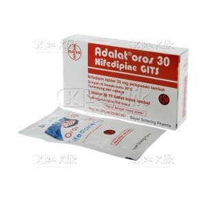 Adalat โ 1 box isi 3 blister ร 10 tablet lepas lambat (30 tablet)