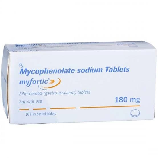 MYFORTIC 180 MG BOX 30 TABLET โ 1 box isi 3 blister x 10 tablet salut enterik (30 tablet)