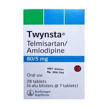 TWYNSTA 80/5 MG BOX 28 TABLET โ 1 box isi 4 blister x 7 tablet (28 tablet)